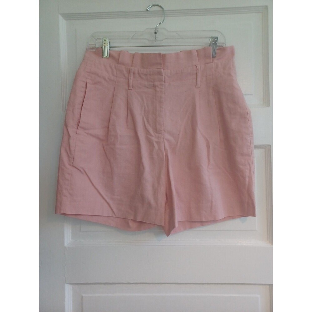 Boden pink linenblend pleated shorts 6 paperbag waist classic preppy city office